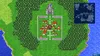 A pixelated overhead view of a town square with a castle in the background, surrounded by trees and water. A small map is in the upper right corner. Produktbild-Vorschau