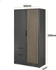 Kleiderschrank Stilo Graphit Grau mit Lamellen – 105 cm, 2 Produktbild-Vorschau 4