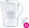 A white Brita water filter pitcher with a separate filter cartridge and a '3x' graphic overlay. Produktbild-Vorschau
