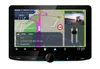 A car navigation system displaying a map, music player, and a rear-view camera feed. Produktbild-Vorschau