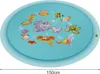 An overhead view of a round, inflatable water mat with cartoon sea creatures printed on it. Anteprima dell’immagine prodotto