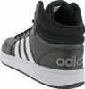 A rear view of a black and white Adidas Hoops 3.0 Mid Classic Vintage sneaker. Produktbild-Vorschau