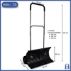 A snow shovel with wheels and dimensions indicated. Produktbild-Vorschau
