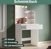 SONNI Kompakter Schminktisch Weiß, dreifarbige Glühbirne, Produktbild-Vorschau 1