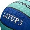A close-up shot of a basketball with blue and teal panels. Podgląd zdjęcia produktu