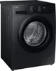 A black Samsung washing machine is shown from a three-quarter angle against a white background. Produktbild-Vorschau