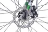 A close-up view of a bicycle's front wheel disc brake and part of the fork. Produktbild-Vorschau