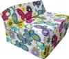 A foldable chair or mattress covered in a colorful butterfly and floral pattern. Náhled obrázku produktu