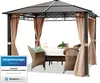 A gazebo set up with a table and chairs inside, suggesting outdoor living. Podgląd zdjęcia produktu
