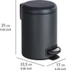 A black pedal bin with dimensions indicated. Anteprima dell’immagine prodotto