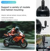 Collage showing different mounting options for an action camera on a helmet and handlebars, with a motorcyclist in action. Produktbild-Vorschau