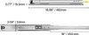 Two views of a metal drawer slide with dimensions indicated. Podgląd zdjęcia produktu