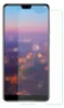 A clear screen protector is shown laid over a smartphone screen. Produktbild-Vorschau