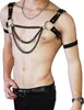 Herren Kunstleder Body Brust Harness Bondageset Metallkette Produktbild-Vorschau 1