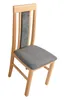 A single wooden chair with a gray upholstered seat and backrest, isolated on a white background. Produktbild-Vorschau