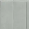 A close-up of a light gray upholstered headboard with vertical stitching. Produktbild-Vorschau