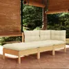 vidaXL 3-tlg. Garten-Lounge-Set mit Creme Kissen Massivholz Produktbild-Vorschau 2