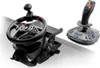 A gaming steering wheel and joystick are displayed on a white surface. Anteprima dell’immagine prodotto