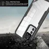 A phone case is shown falling onto a rocky surface, illustrating its protective qualities. Produktbild-Vorschau