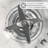 Close-up of blender blades with text overlay. Produktbild-Vorschau