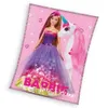 A Barbie doll and a unicorn on a pink background with sparkles and hearts. Produktbild-Vorschau
