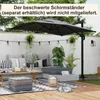 An outdoor patio scene with a large umbrella, seating, and decor. Podgląd zdjęcia produktu