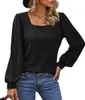 ASKSA Femme T-shirt manches longues col carré Casual Voir les images du produit 1