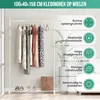 Avalo Kledingrek op Wieltjes Wit - Metaal - 100x40x156 CM - Productafbeelding-voorbeeld 2