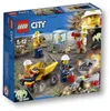 The image shows the packaging of a LEGO City mining team playset, featuring LEGO figures and vehicles in a mining environment. Produktbild-Vorschau