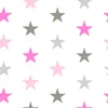 A pattern of pink and gray stars on a white background. Produktbild-Vorschau