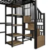 Close-up view of a loft bed with integrated shelves and stairs. Produktbild-Vorschau