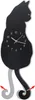 A black cat-shaped wall clock with a swinging tail. Produktbild-Vorschau