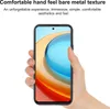 A hand holding a smartphone with a colorful wallpaper. Produktbild-Vorschau