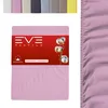 A pink fitted sheet is shown folded with a product label and a close-up view of the fabric texture on the right. Produktbild-Vorschau