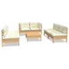Möbel 7-tlg. Garten-Lounge-Set mit Creme Kissen Massivholz Produktbild-Vorschau 2