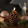 LED Kerze Tannenzapfen - Echtwachs - inkl. Batterien - Timer - H: 13cm - D: 8,5cm - Timer - braun Produktbild-Vorschau