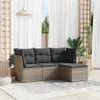vidaXL 4-tlg. Garten-Sofagarnitur mit Kissen Grau Poly Produktbild-Vorschau 2