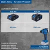 Marketing image showing two battery options for a hand compressor, with their respective run times and a picture of the compressor itself. Náhled obrázku produktu