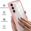 A person's hands are holding a pink and transparent phone case, showcasing its features. Produktbild-Vorschau