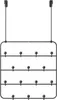 A black metal over-the-door coat rack with 14 hooks, displayed against a white background. Produktbild-Vorschau