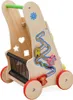A wooden baby walker with various attached toys and activities. Náhled obrázku produktu