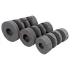 Three rows of grey foam pipe insulation pieces with dark grey bands. Produktbild-Vorschau