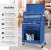 A blue tool cart with various tools and supplies in a workshop setting. Náhled obrázku produktu