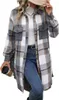 Damen Casual Revers Button Down Lange Karierte Hemdjacke Produktbild-Vorschau 1
