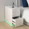 Nachttisch, mit 3 Schubladen, LED-Beleuchtung, weiß Produktbild-Vorschau 4
