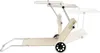 A beige sun lounger with a silver frame and wheels, shown from the side against a white background. Náhled obrázku produktu