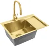 A gold kitchen sink with a gold faucet against a white background. Náhľad obrázku produktu
