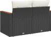 vidaXL Gartensofa mit Kissen 2-Sitzer Schwarz Poly Rattan Produktbild-Vorschau 6