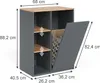 A diagram showing the dimensions of a bathroom cabinet with shelves and a laundry basket. Produktbild-Vorschau