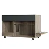 A product shot of a wooden sideboard with a dark gray top, shown from a three-quarter angle on a white background. Náhľad obrázku produktu